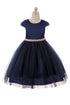 Kids Dream Big Girls Azul marino Manga casquillo Satén Tul Vestido de talla grande 16.5-20.5